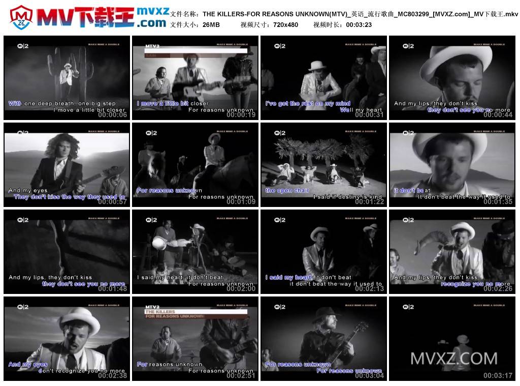 THE KILLERS-FOR REASONS UNKNOWN(MTV)_英语_流行歌曲_MC803299